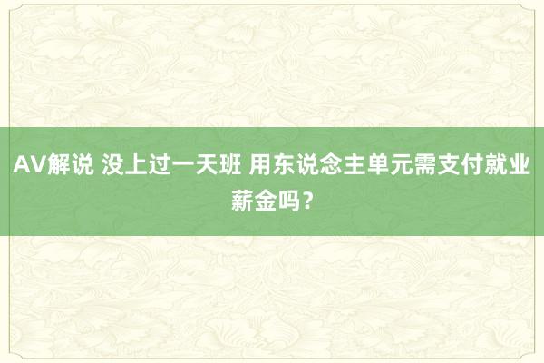 AV解说 没上过一天班 用东说念主单元需支付就业薪金吗？