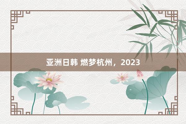 亚洲日韩 燃梦杭州，2023