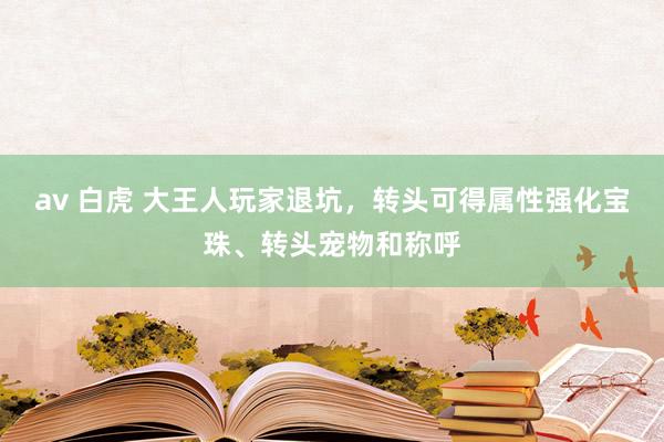 av 白虎 大王人玩家退坑，转头可得属性强化宝珠、转头宠物和称呼