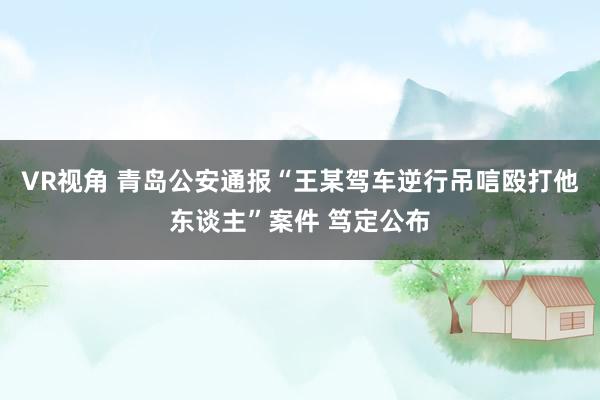 VR视角 青岛公安通报“王某驾车逆行吊唁殴打他东谈主”案件 笃定公布